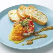 海老とホタテ、彩野菜のタルタル