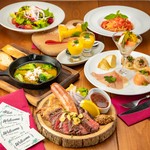 メインのお料理を含む9品の千住ミートの人気メニューを楽しめる飲み放題付きのお得なコースです。