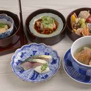 コースは懐石の構成を中華風にアレンジしたもの。刺身の後に辛い料理、大皿料理から小鉢など、一品ごとの完成度を高めつつ、強弱緩急をつけることでコース全体の流れも意識しています。