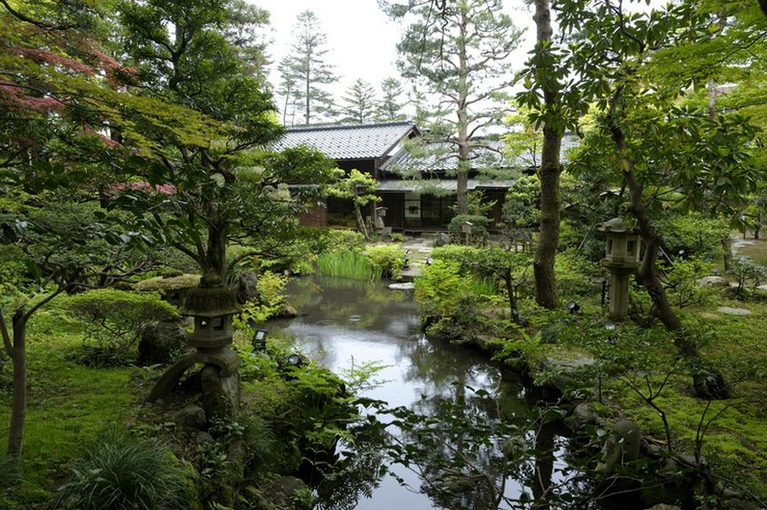 約720坪を誇る池泉回遊式庭園。四季の移ろいを料理とともに