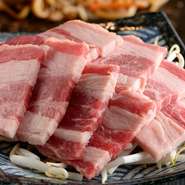 鉄板焼きの定番のお肉。一番人気はなんといっても『黒毛牛カルビ』。やわらかい肉質とほどよい脂が食欲をそそります。