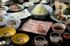 鹿児島県産 やごろう豚の出汁しゃぶに、旬の造りなど１ランク上のお料理3品、鯛茶漬けにデザートまで