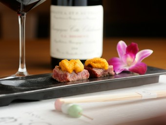 海、山、自然を堪能する奇跡『牛とウニのひとくちステーキ』