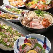 食材は地元広島産にこだわり仕入れを行っていて、近海で獲れた新鮮な魚や、地元で採れた野菜をふんだんに料理に使用しています。地元の食材を楽しめるお店です。