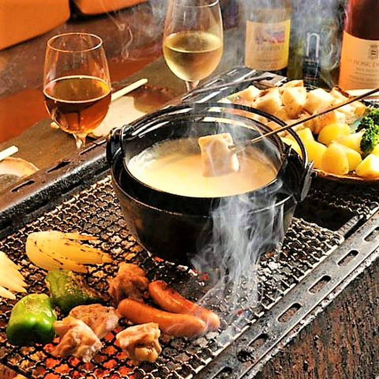 BBQでチーズフォンデュコース