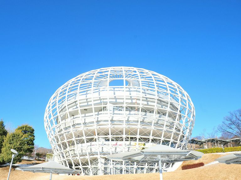 大きな鳥かごのようなドーム状の外観