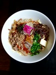 夏季限定チャーマヨビビン麺66定番人気の「まかないBullめし」を麺にしちゃいました！ガッツリ太麺で暑さを乗り切れ！※とてもジャンキーなためご注意下さい！