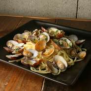 Clams simmered in butter and garlic