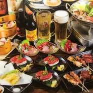 お料理は種類が多く、価格も串焼き77円からとリーズナブル。日本酒以外にカクテルやスイーツも充実し、学生さんの宴会や歓送迎会、忘新年会向き。クチコミで人気のでたラーメンの他、たまご雑炊も人気です。