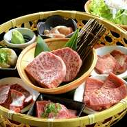 上タン塩／黒毛和牛上カルビ／本日の希少部位2点盛／本日の熟成肉／国産若鶏／本日のホルモン／サラダ／スープ／ご飯／コーヒーor紅茶