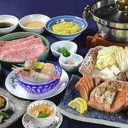 以下の3点をサービスいたします。
●乾杯用スパークリング　●ちゃんちゃんこ　●ホテル・パティシエ特製ケーキ（ケーキの上に乗るチョコプレートに簡単なメッセージを入れることができます。ご予約時にご相談ください。）

※3日前までの要予約　※お一人様料金です。　※4名様より承ります。　※個室をご希望のお客様はお申し付けください。　※写真はイメージです。　※サービス料込・税込