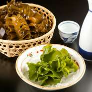 茶色は釜揚げ前　茹でると緑になります。