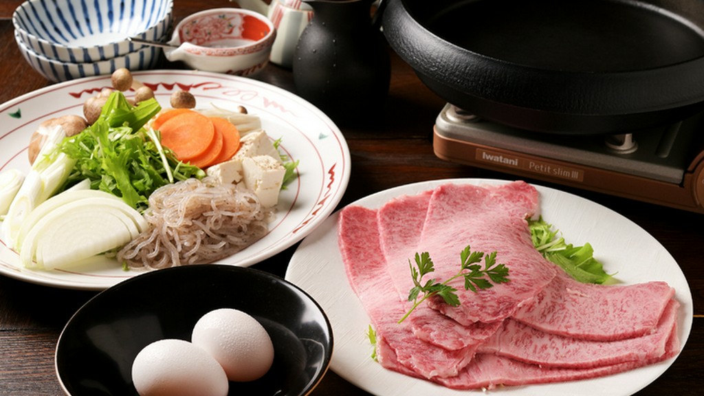 とんぼオリジナル、自慢の割下で堪能『飛騨牛寿き焼』