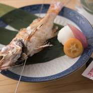 長崎の対馬より直送されたのどぐろは、冬期が旬。大根おろしと、キンカン、ミョウガの酢漬けを添えています。※日替わり鮮魚料理です。　塩焼／煮付け