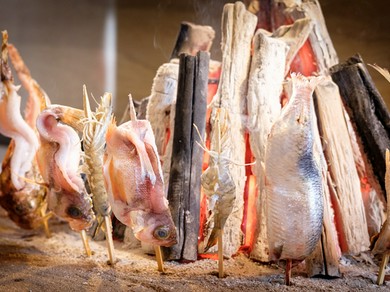 豊洲で目利きした鮮魚を炉端焼きでご提供。