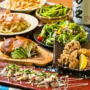 厳選した薩摩地鶏や新鮮な旬魚が並ぶご宴会コース。たっぷり飲み放題もついてご宴会をお楽しみいただけます