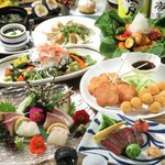 旬魚の刺身、名物ステーキ、〆はお好み焼き、としっかりご堪能できる宴会にぴったりなコースです。