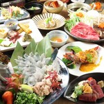 皮ハギ生チリに白子、ウニなど豪華海鮮がたっぷり！更に吉備牛ヒレステーキまでついた贅沢なコース！