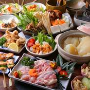 七谷地鶏を使用する贅沢なすき焼き鍋を堪能！至極のコースとなっております！
