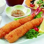 天然特大えびふらい膳