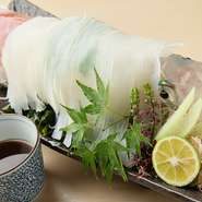 鮮度が高いからこその透明感『活イカそうめん』