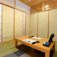 ゆったりとした時間を過ごせる和の趣きは、大切な方へのおもてなしに最適です。料理は種類豊富な会席がオススメ。苦手な食材や、ボリュームなど、リクエストに沿ったオリジナルのプランが用意されています。