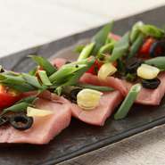 Southern Tuna Carpaccio with Truffle Sauce with Turkish Hot Pepper Pickle