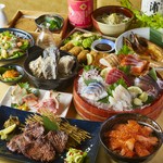 【厚切り塩熟成牛タンの網焼き】など仙台の食材を使用した料理や郷土料理を1度に！