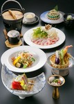 ・先付
・旬の刺身盛り合わせ
・茶碗蒸し
・黒豚しゃぶ
・地魚料理
・天ぷら盛り合わせ
・ふのりそば
・デザート