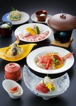 ・先付
・旬の刺身盛り合わせ
・茶碗蒸し
・黒毛和牛ステーキ
・はまぐり塩焼き
・天ぷら盛り合わせ
・ふのりそば
・デザート