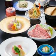 ・先付
・旬の刺身盛り合わせ
・茶碗蒸し
・黒毛和牛しゃぶしゃぶ
・地魚料理
・天ぷら盛り合わせ
・ふのりそば
・デザート