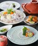 ・先付
・とらふぐの刺身
・茶碗蒸し
・ふぐ鍋
・ふぐの唐揚げ
・雑炊
・香の物
・デザート

※2名様から承ります。