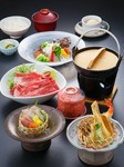 旬の刺身盛り合わせ
茶碗蒸し
サラダ
すき焼き
天ぷら盛り合わせ
御飯
香の物
味噌汁
デザート