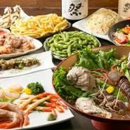 ※表示価格は税別価格です。
※来店時間：12：00～23：00
※利用条件：飲み放題3時間制　※金土祝前日は＋500円（3480円）のご案内です。
※飲み放題：180分制（L.O.30分前) 
※WEB予約の場合、クレジット決済不可となります。カード決済ご希望の場合はお電話にてご相談くださいませ。


