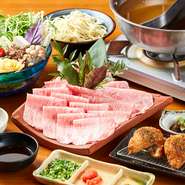前菜3種＋1品料理＋肉（石垣牛 リブロース＋赤身）＋野菜バイキング＋〆（沖縄そばまたは雑炊）＋デザート