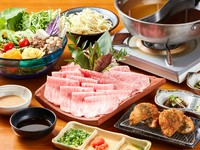 前菜3種＋1品料理＋肉（石垣牛 リブロース＋赤身）＋野菜バイキング＋〆（沖縄そばまたは雑炊）＋デザート