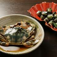 カニの沖漬け、ニナ貝 等、魚以外の海の幸も取り揃えております。