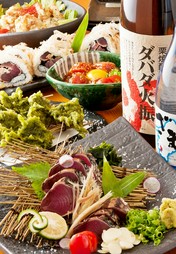 グレードを上げた鮮魚盛合せや海の幸に、土佐の誇る野菜やブランド肉でお贈りするご宴会用コースです。