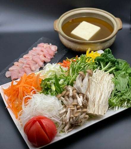 飲み放題付２時間 ■季節野菜と美桜鶏の鍋コース6,000円（７品）