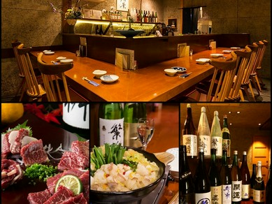 人気の柚子もつ鍋と馬刺し。静かな雰囲気で大切な時間を。