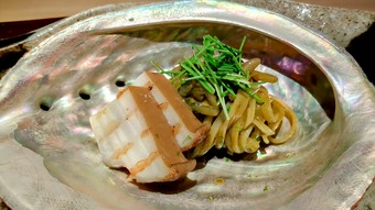 鮑と肝麺