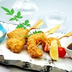 ■自家製厚揚げ 　　　　680円…たっぷり葱とどうぞ
■串揚げ五種 　　　　1,480円
海老･キス･いたや貝･下平目オクラ巻き･蓮根えび真丈入り
※仕入れにより変わ場合がございます