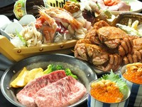 充実した内容にバランスのとれたコースです。刺身に肉料理、揚物にカニと、店長一押しのコース！