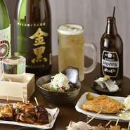 旨いやきとんには、お酒は欠かすことができないお供です。店内では、料理人厳選の焼酎や日本酒のほか、ホッピーやハイボールなどリーズナブルな価格でお客様に提供しています。