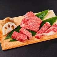 日替わりで能登牛の希少部位が3種類食べられる『特選三種盛り』
ヒレ・ザブトン・ハラミ・サガリ・ミスジ・友三角等…