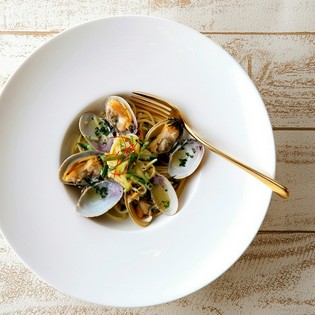 北海道産浅蜊貝と旬野菜のスパゲティー