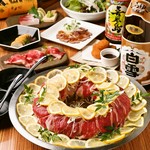 上州牛の炙り肉寿司や肉炊きレモン鍋など豪華食材をふんだんに使用しました。3時間飲み放題付き