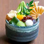 ティラミスを抹茶でパフェにアレンジ。