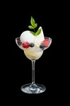 日本酒の香りと白桃、スダチのシャーベットに上品な甘さのクレミアソフトクリームを