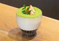 ティラミスを抹茶でパフェにアレンジ。